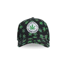 BASEBALL MOTIF Unisex Topi Baseball Twill Bordir Marijuana Hitam