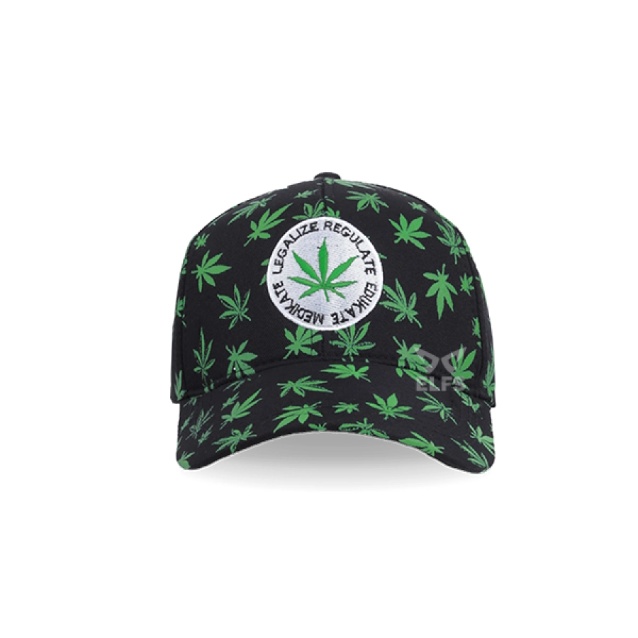 BASEBALL MOTIF Unisex Topi Baseball Twill Bordir Marijuana Hitam 2 to3_baseball_cap_bordir_marijuana_hx_1