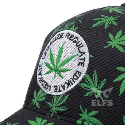 BASEBALL MOTIF Unisex Topi Baseball Twill Bordir Marijuana Hitam 4 to3_baseball_cap_bordir_marijuana_hx_3