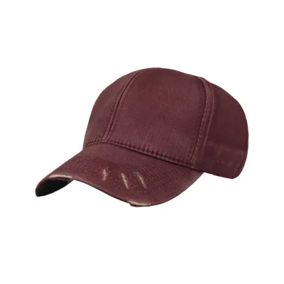 BASEBALL POLOS TWILL Topi Baseball Washed Ripped Vintage Cap Maroon 1 to3_baseball_ripped_washed_mo0