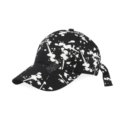 BASEBALL TALI PANJANG Unisex Topi Baseball Twill Panjang Belt Paint Putih Hitam 1 to3_baseball_tali_panjang_belt_paint_putih_hx_00_copy