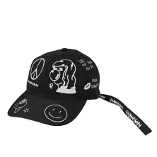 BASEBALL TALI PANJANG Unisex Topi Baseball Basic Twill Panjang Paint Symbol Hitam