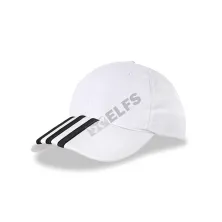 BASEBALL MOTIF Topi Baseball Twill Bordir 3 Stripe Putih