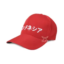 BASEBALL MOTIF UNISEX TOPI BASEBALL TWILL BORDIR JEPANG INDONESIA MERAH