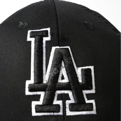 BASEBALL MOTIF Topi Baseball Unisex Twill Bordir LA Los Angeles Hitam 4 to3_basic_twill_la_hx_3_copy