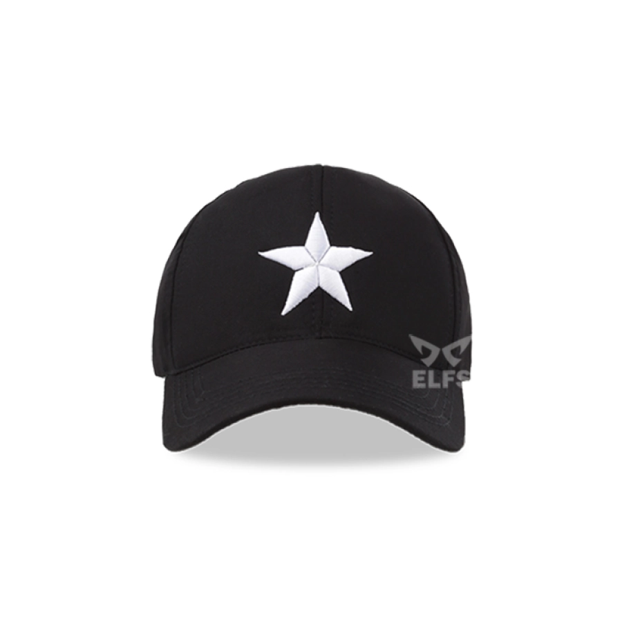 BASEBALL MOTIF Unisex Topi Baseball Twill Bordir Star Hitam 1 to3_basic_twill_star_hx_00_copy