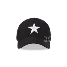 BASEBALL MOTIF Unisex Topi Baseball Twill Bordir Star Hitam