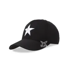 BASEBALL MOTIF Unisex Topi Baseball Twill Bordir Star Hitam