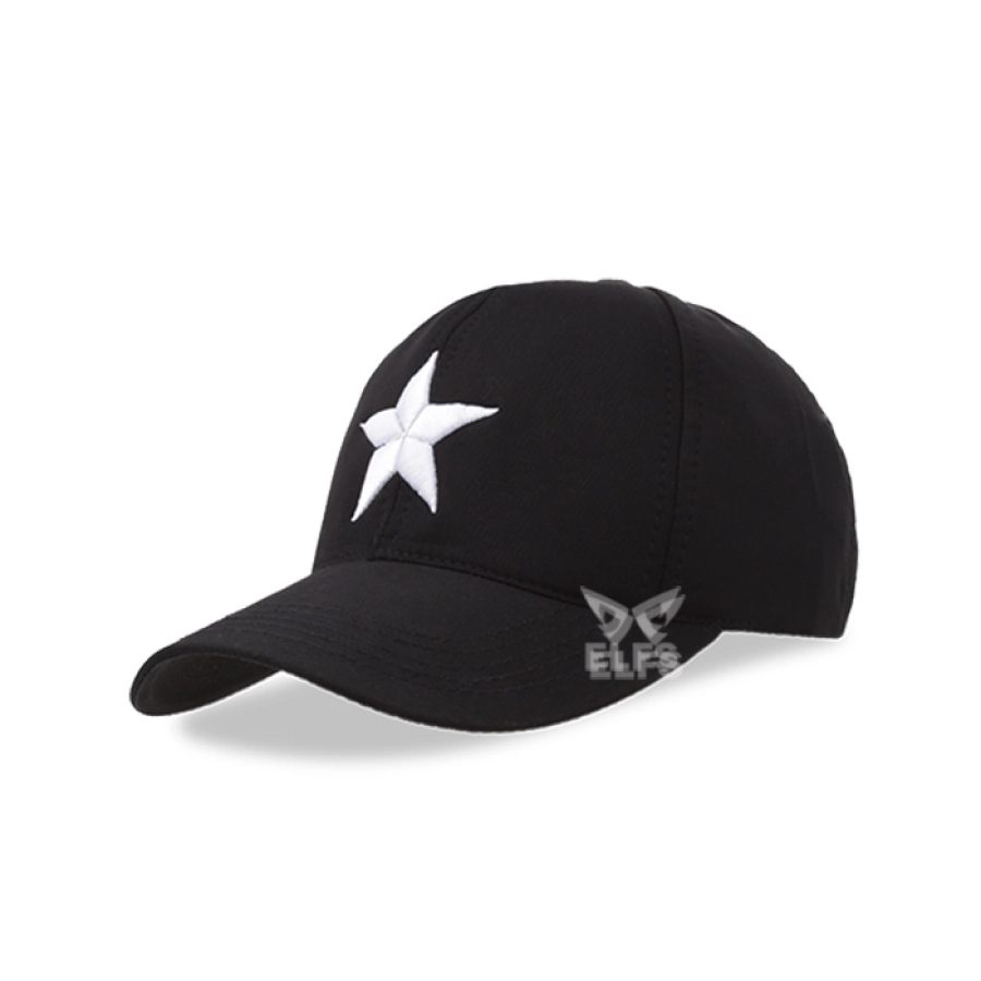 BASEBALL MOTIF Unisex Topi Baseball Twill Bordir Star Hitam 2 to3_basic_twill_star_hx_01_copy