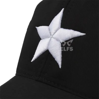 BASEBALL MOTIF Unisex Topi Baseball Twill Bordir Star Hitam 4 to3_basic_twill_star_hx_03_copy