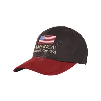 BASEBALL MOTIF Topi Baseball Bordir Suede Unisex Cap Amerika Coklat Tua  1 to3_bordir_suede_baseball_cap_america_cup1