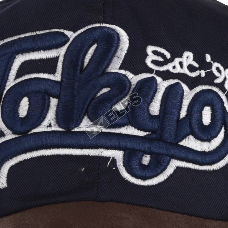 BASEBALL MOTIF Topi Baseball Bordir Suede Tokyo Biru Dongker 3 to3_bordir_suede_baseball_cap_eat_98_tokyo3