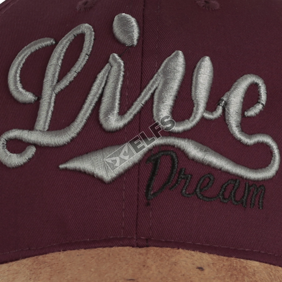 BASEBALL MOTIF Topi Baseball Bordir Suede Live Maroon 3 to3_bordir_suede_baseball_cap_line_dream3