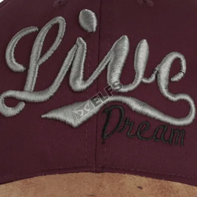 BASEBALL MOTIF Topi Baseball Bordir Suede Live Maroon 3 to3_bordir_suede_baseball_cap_line_dream3