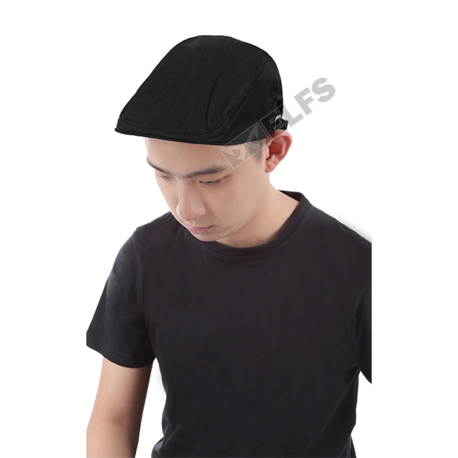 TOPI PELUKIS Topi Flatcap Painter Katun Strap Belt Hitam 2 to3_flatcap_katun_simple_hx_1