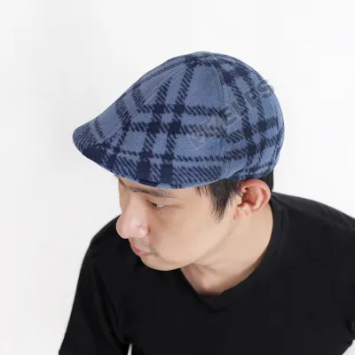 TOPI PELUKIS TOPI PELUKIS FLATCAP FLEECE PAINTER PELUKIS HAT MOTIF GARIS BIRU TUA 2 to3_fleece_painter_garis_bt1