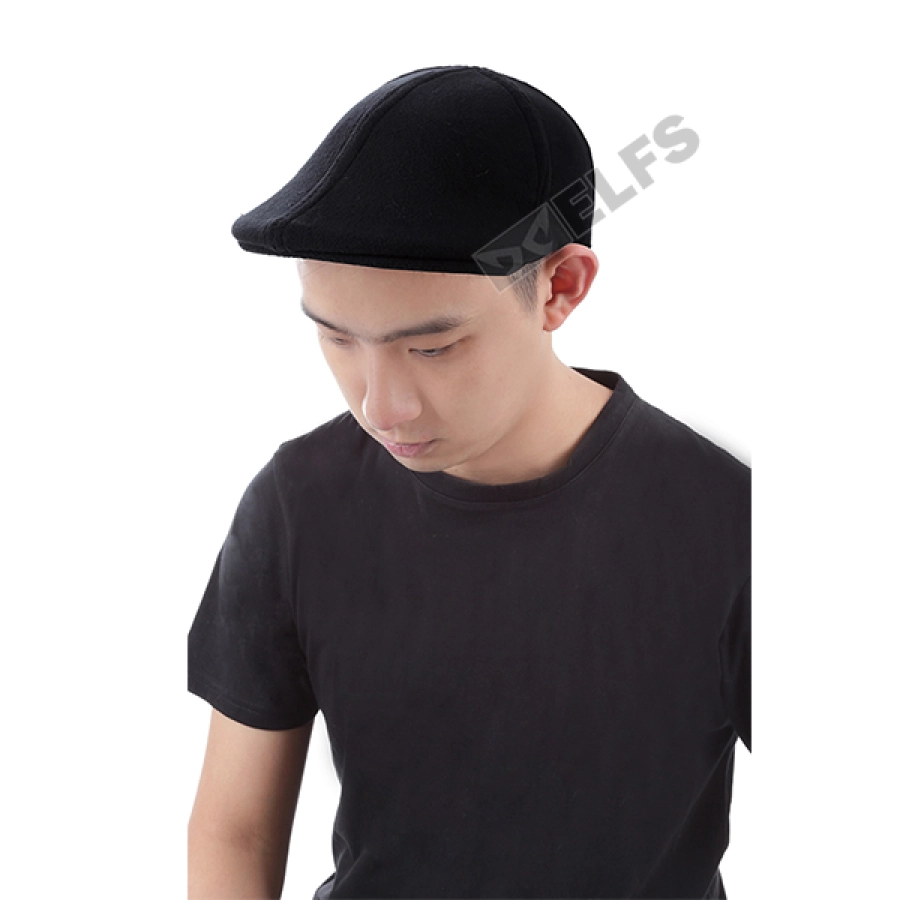 TOPI PELUKIS Topi Flatcap Painter Fleece Polos Hitam 2 to3_fleece_painter_hx_1