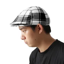 TOPI PELUKIS Topi Flatcap Painter Fleece Kotak Abu Tua