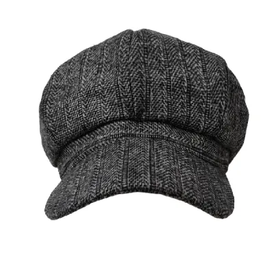 TOPI PELUKIS Newsboy Cap Wool Premium Apolo Hat Topi Pet Pria Dewasa Mario Bross Import Abu Tua 3 to3_import_apolo_garis_at2