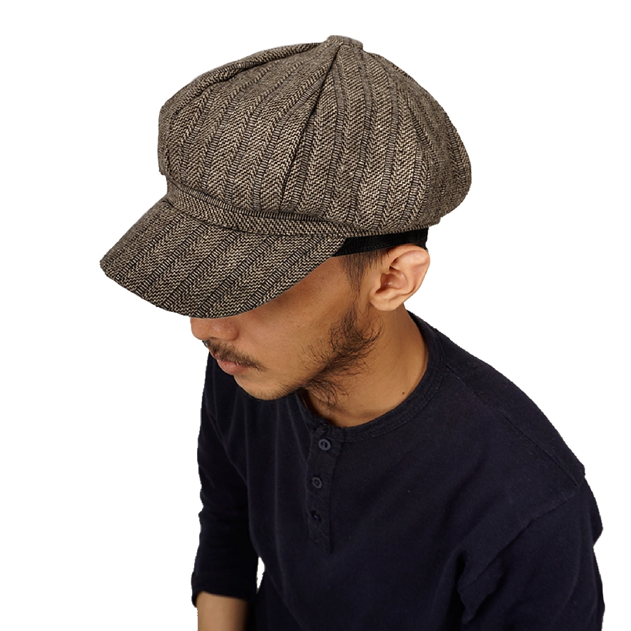 TOPI PELUKIS Newsboy Cap Wool Premium Apolo Hat Topi Pet Pria Dewasa Mario Bross Import Coklat Muda 2 to3_import_apolo_garis_cm1