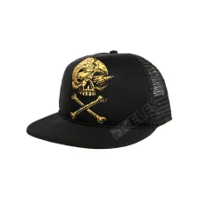 SNAPBACK JARING Topi Snapback Jaring Hitam Skull Silang Gold