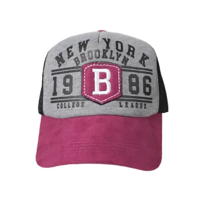 BASEBALL MOTIF Elfs - Topi Jaring Baseball Sablon 2 Impor Unisex Trucker Cap Newyork Abu Muda 2 to3_jaring_newyork_am1