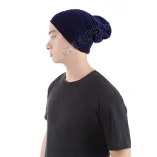 KUPLUK Beanie Hat Kupluk Rajut Alur Biru Dongker