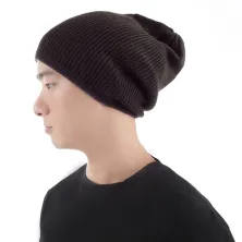 KUPLUK Beanie Hat Kupluk Rajut Polos Coklat Tua