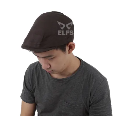 TOPI PELUKIS Topi Flatcap Painter Canvas Polos Coklat Tua 2 to3_painter_canvas_ct_1