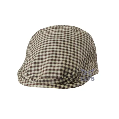 TOPI PELUKIS TOPI FLATCAP PAINTER KATUN KOTAK KECIL COKLAT MUDA 2 to3_painter_kotak_kecil_cm1