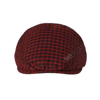 TOPI PELUKIS Topi Flatcap Painter Katun Kotak Kecil Merah Cabe 3 to3_painter_kotak_kecil_mc_3