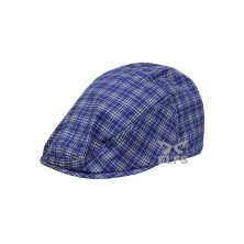 TOPI PELUKIS TOPI FLATCAP PAINTER KATUN TARTAN 2 BIRU MUDA