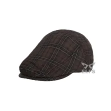 TOPI PELUKIS Topi Flatcap Painter Katun Tartan 2 Coklat Tua