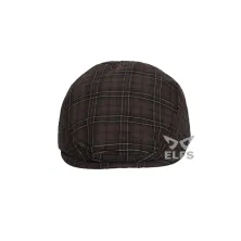 TOPI PELUKIS Topi Flatcap Painter Katun Tartan 2 Coklat Tua