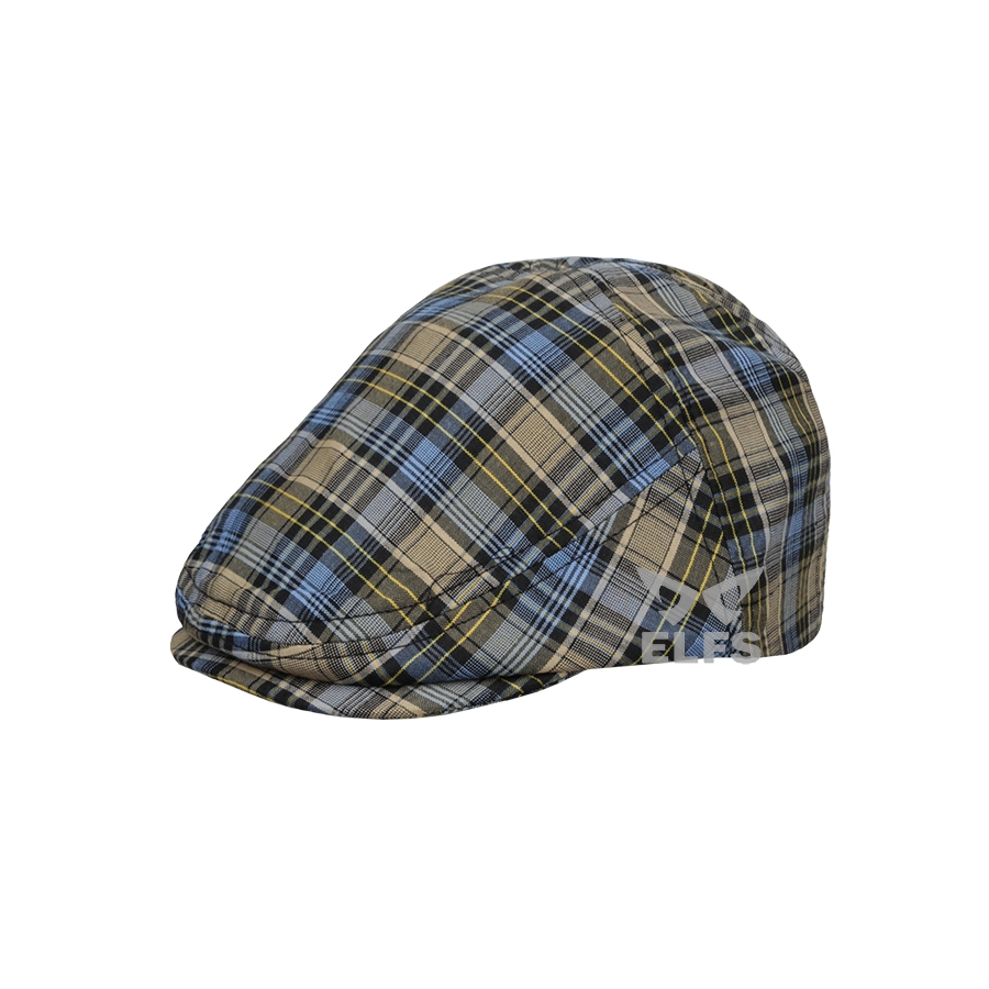 TOPI PELUKIS TOPI FLATCAP PAINTER KATUN TARTAN 2 KHAKI 1 to3_painter_tartan_2_kh0