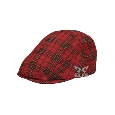 TOPI PELUKIS TOPI FLATCAP PAINTER KATUN TARTAN 2 MERAH CABE 1 to3_painter_tartan_2_mc0