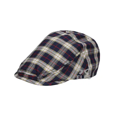 TOPI PELUKIS TOPI FLATCAP PAINTER KATUN TARTAN 3 BIRU TUA<br> 1 to3_painter_tartan_3_bt0