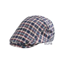 TOPI PELUKIS TOPI FLATCAP PAINTER KATUN TARTAN 4 COKLAT MUDA