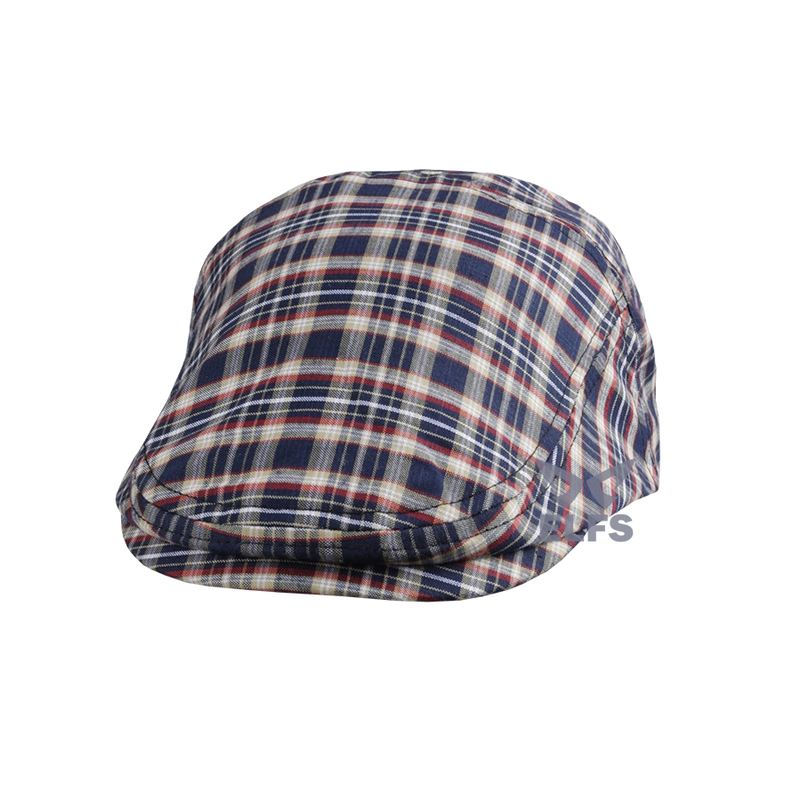 TOPI PELUKIS TOPI FLATCAP PAINTER KATUN TARTAN 4 COKLAT MUDA 2 to3_painter_tartan_4_cm1