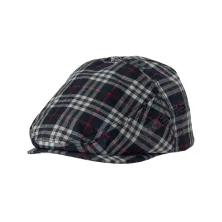 TOPI PELUKIS Topi Flatcap Painter Katun Tartan Garis Biru Dongker