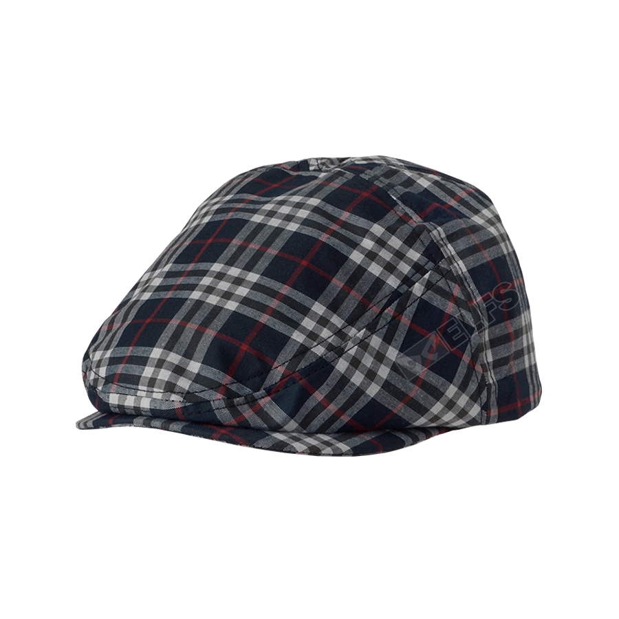 TOPI PELUKIS Topi Flatcap Painter Katun Tartan Garis Biru Dongker 1 to3_painter_tartan_garis_bd_0