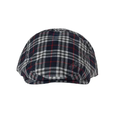 TOPI PELUKIS Topi Flatcap Painter Katun Tartan Garis Biru Dongker 3 to3_painter_tartan_garis_bd_3