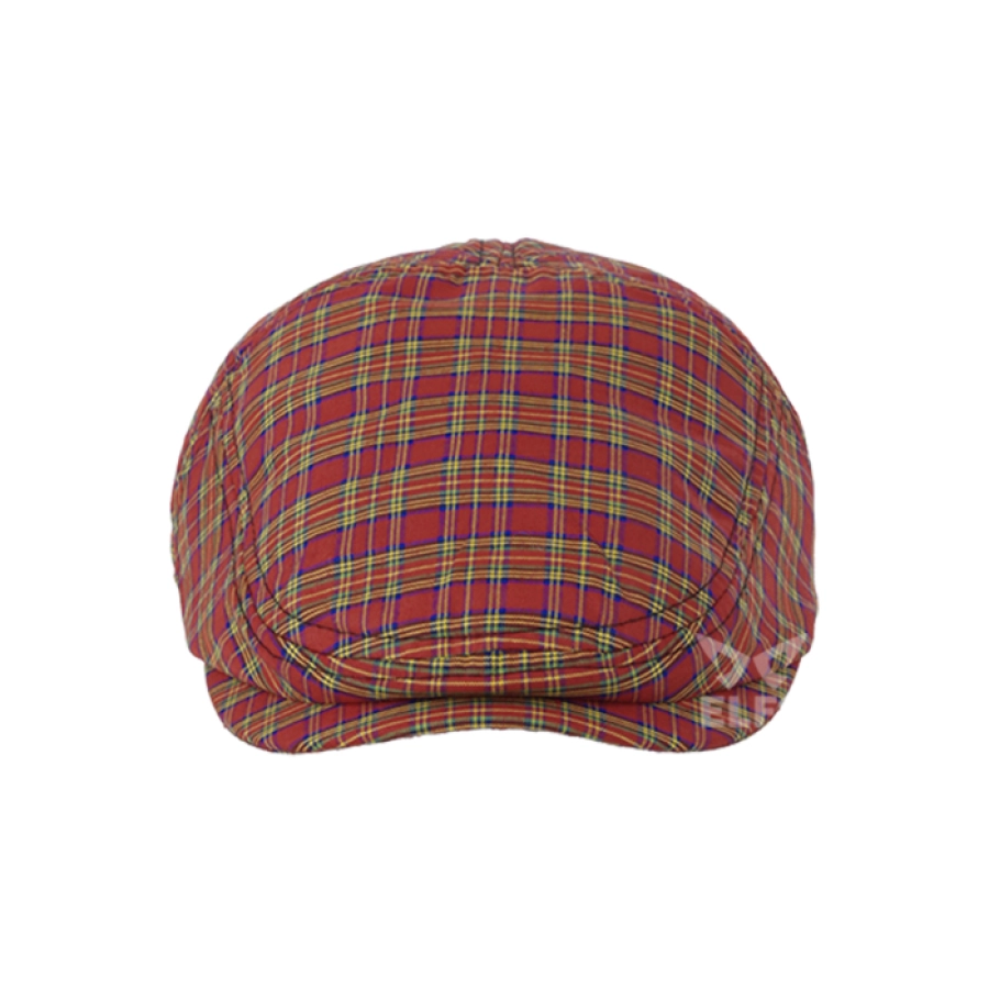 TOPI PELUKIS Topi Flatcap Painter Katun Tartan MKIB Merah Cabe 3 to3_painter_tartan_mkib_mc_2