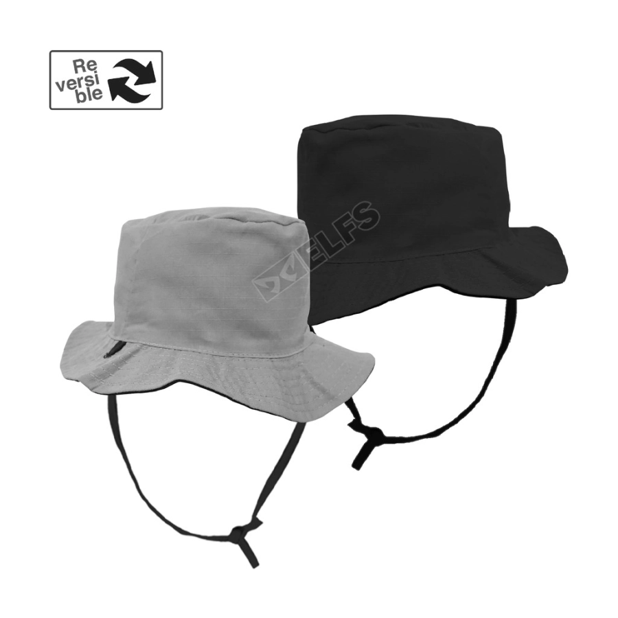 TOPI RIMBA / MANCING TOPI RIMBA RIPSTOP REVERSIBLE HITAM ABU MUDA  1 to3_ripstock_reversible_hitam_am_0