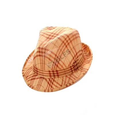 TOPI FEDORA / BUCKET Topi Fedora Tompi Tartan Coklat Muda 2 to3_tompi_tartan_cm_1