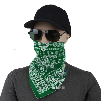 MASKER & BUFF Bandana Ikat Kepala Scarf Masker Motif Multifungsi Katun Polyester Hijau Muda  3 to4_bandana_motif_im2