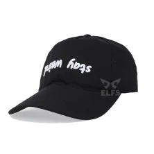 BASEBALL MOTIF Unisex Topi Baseball Twill Bordir Stay Weird Hitam