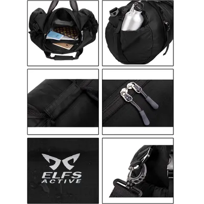 TRAVEL BAG Tas Duffle Lipat Anti Air Foldable Water Resistant Travel Bag ZD05 Hitam 3 travel_bag_keeve_35l_black_2_copy