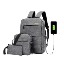 TAS RANSEL Buy 1 Get 2 Elfs Tas Ransel 3 in 1 Set Anti Air USB Charger Waterproof Backpack Sling bag  Pouch Abu Muda