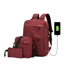 TAS RANSEL Buy 1 Get 2 Elfs Tas Ransel 3 in 1 Set Anti Air USB Charger Waterproof Backpack Sling bag  Pouch Marun